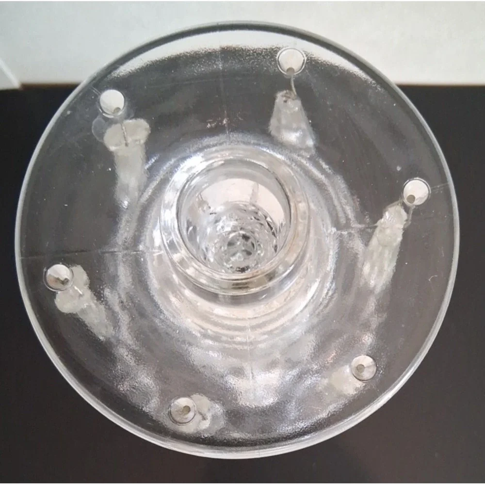 Vintage Pressed‎ Glass Candlestick with Prisms
